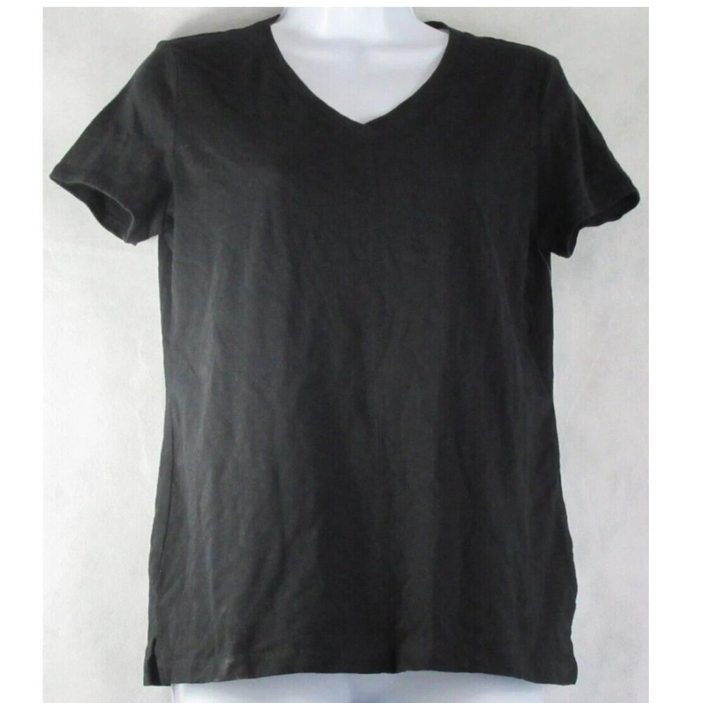 Charter Club Women's Cotton Blend V-Neck Pajama Top T-Shirt, Black, XS